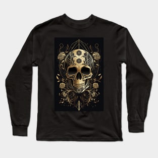 Art Deco Ornate Skull Long Sleeve T-Shirt